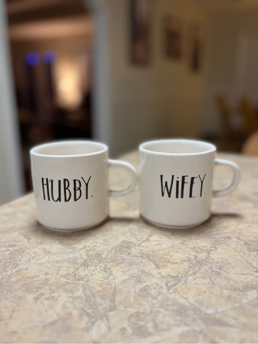 Rae Dunn White 'Hubby' and 'Wifey' Ceramic Mug Set